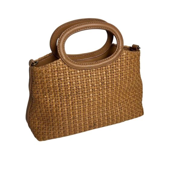 Vintage Fossil Woven Straw & Leather Top Handle Handbag Brown Casual - Picture 5 of 11